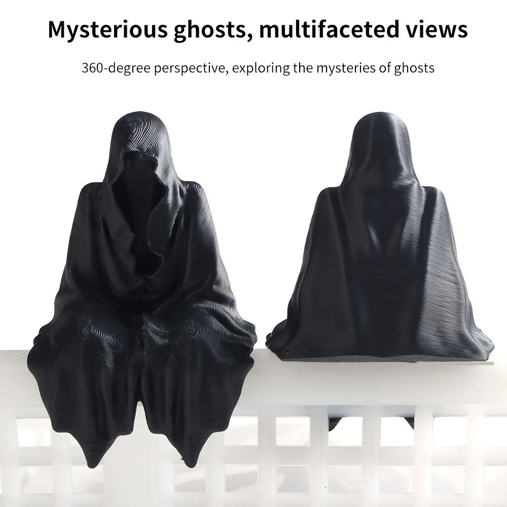 3D Printed Hooded Cloaked Gothic Statue Dark Aesthetic Desk Shelf Figurine 6