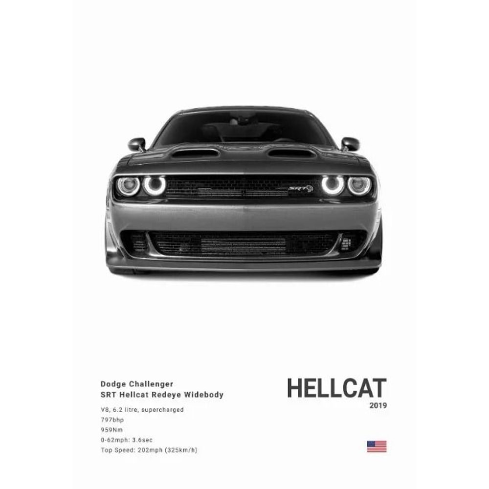 Dodge Challenger SRT Hellcat Redeye Canvas Wall Art Modern Muscle Car Poster 7