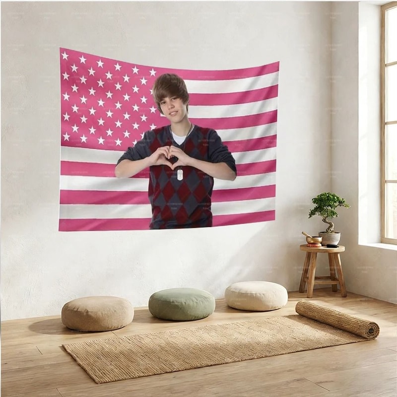 Patriotic American Flag Banner Wall Art Checkered Sweater Design Outdoor Decor 3