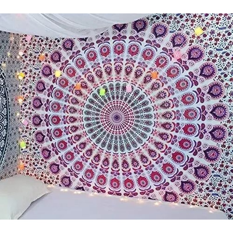 Bohemian Mandala Wall Tapestry Hippie Psychedelic Aesthetic Room Decor 6