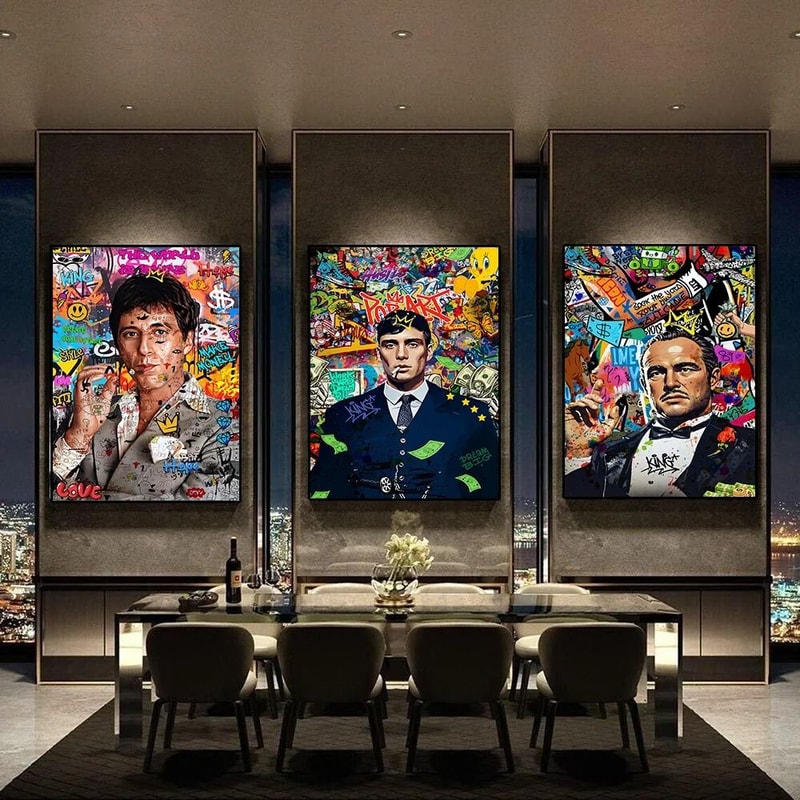 Retro 80s Gangster Graffiti Canvas Wall Art Print For Urban Street Style Decor 2