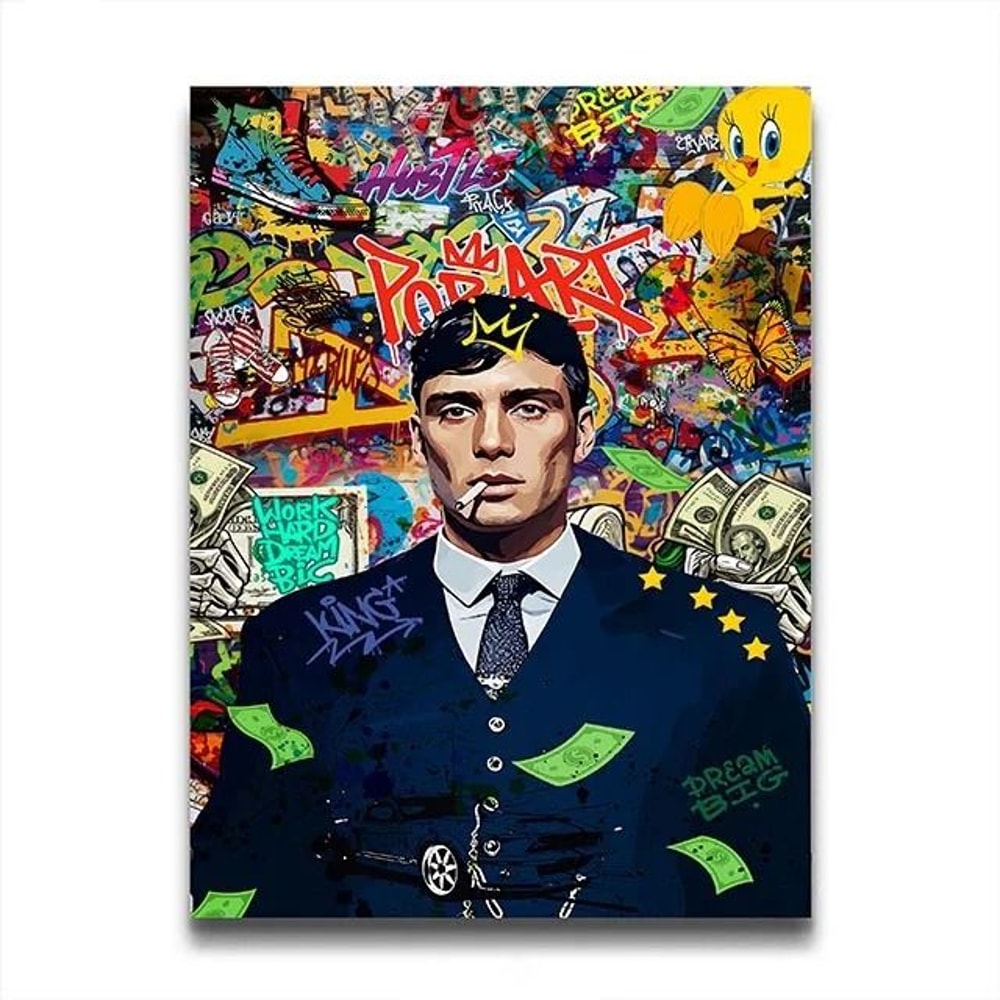 Retro 80s Gangster Graffiti Canvas Wall Art Print For Urban Street Style Decor 7