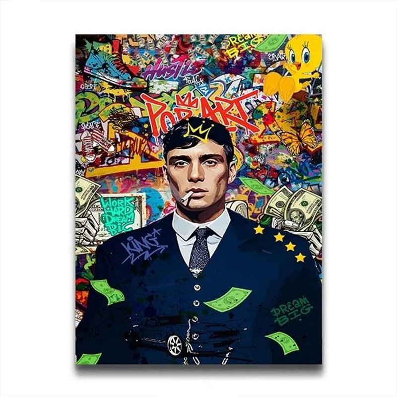 Retro 80s Gangster Graffiti Canvas Wall Art Print For Urban Street Style Decor 7