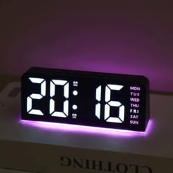 smart led digital alarm clock with dual alarms, night light & date display