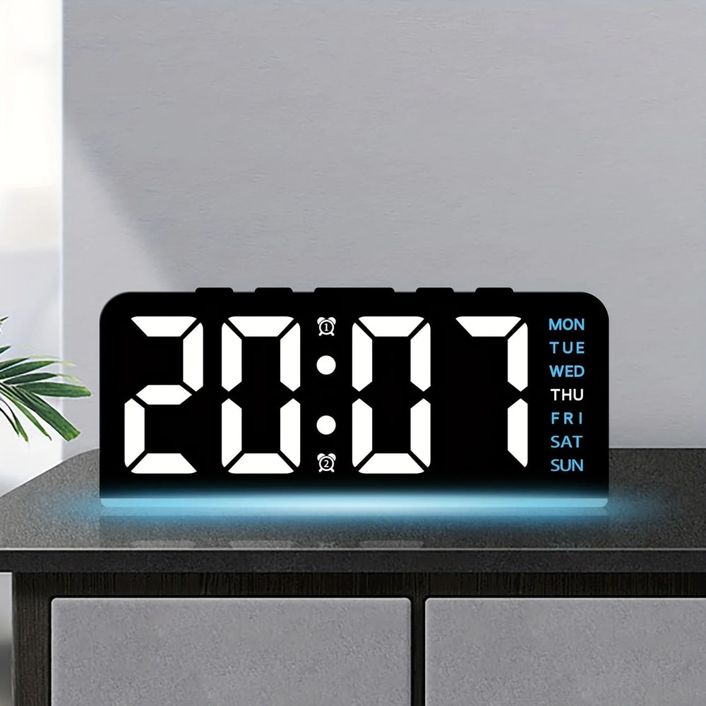 Smart LED Digital Alarm Clock With Dual Alarms Night Light Date Display 3
