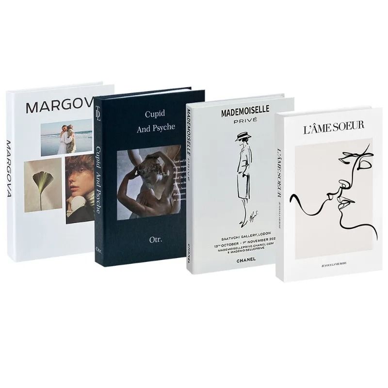 Modern Aesthetic Faux Book Set For Coffee Table Bookshelf Decor 4pcs 21