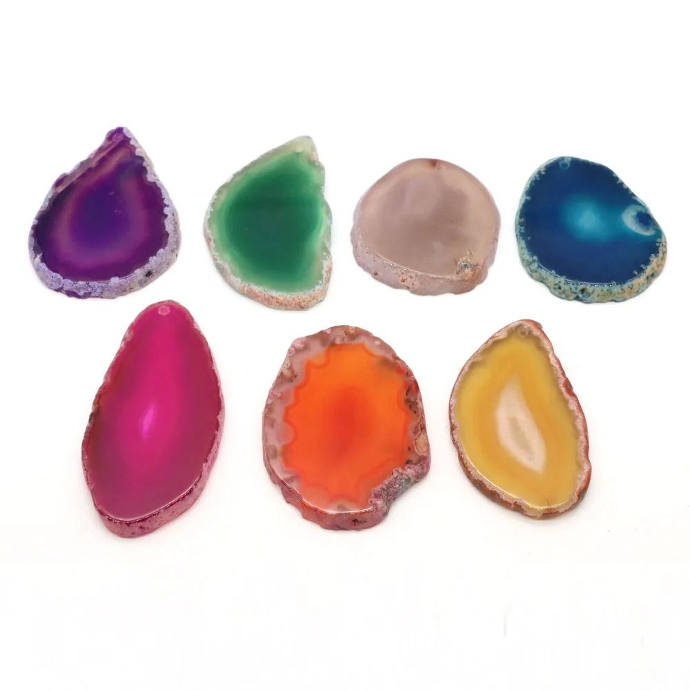 Natural Onyx Agate Geode Slice Pendant Stone For DIY Jewelry Home Decor 5