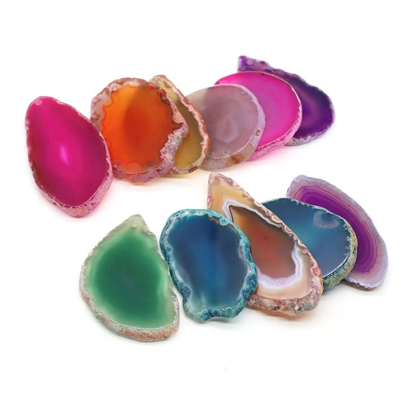 Natural Onyx Agate Geode Slice Pendant Stone For DIY Jewelry Home Decor 6