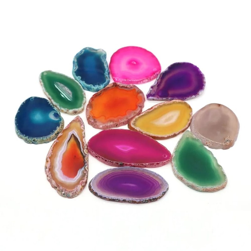 Natural Onyx Agate Geode Slice Pendant Stone For DIY Jewelry Home Decor 8