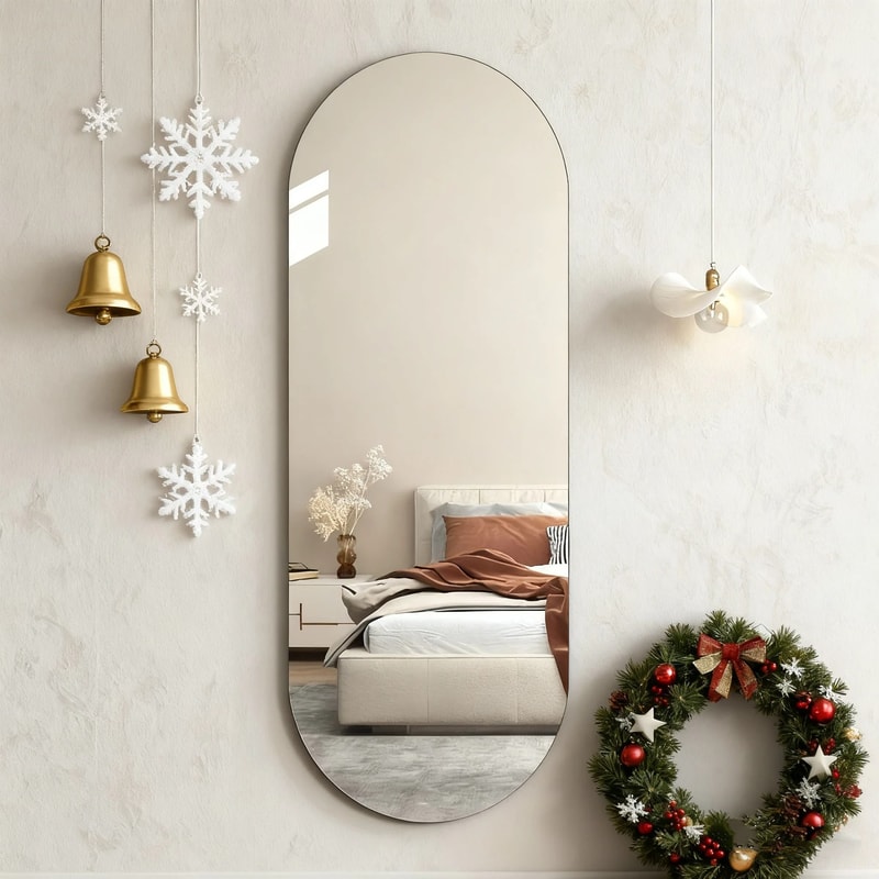 Frameless Arched Acrylic Wall Mirror SelfAdhesive FullLength Decor 2mm Thick 0