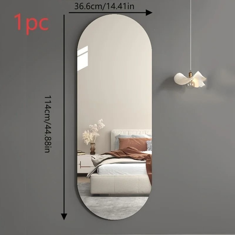 Frameless Arched Acrylic Wall Mirror SelfAdhesive FullLength Decor 2mm Thick 5