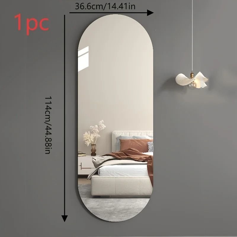 Frameless Arched Acrylic Wall Mirror SelfAdhesive FullLength Decor 2mm Thick 5