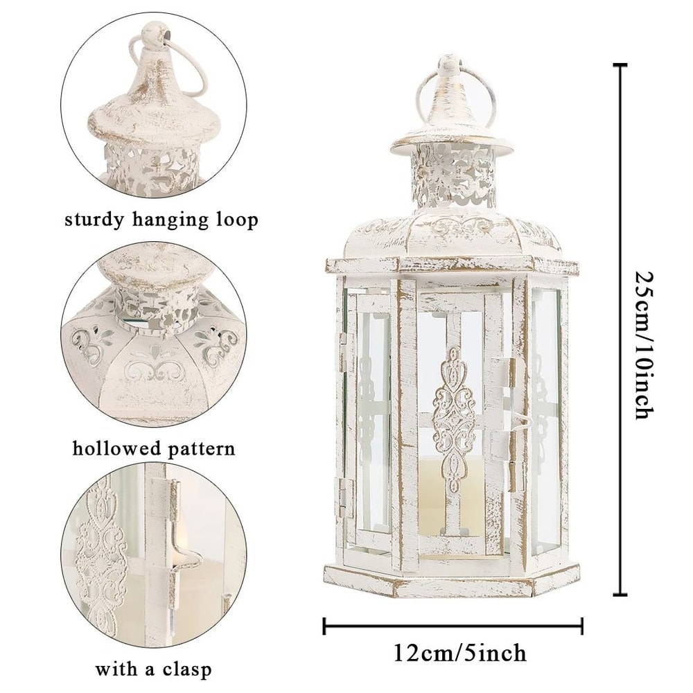 Vintage Hanging Candle Lantern 10in Metal Decorative Candle Holder For Indoor Outdoor Events 6