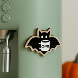 cute wooden bat coffee cup sticker hanging decor for halloween kitchen & fridge