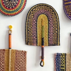 nordic handwoven seaweed wall fan – boho natural hanging decor accent