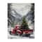 Vintage Red Truck Christmas Canvas Wall Art Nordic Winter Scene With Reindeer Decor 8
