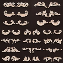 vintage floral wood carved corner appliques 2pc decorative furniture onlays
