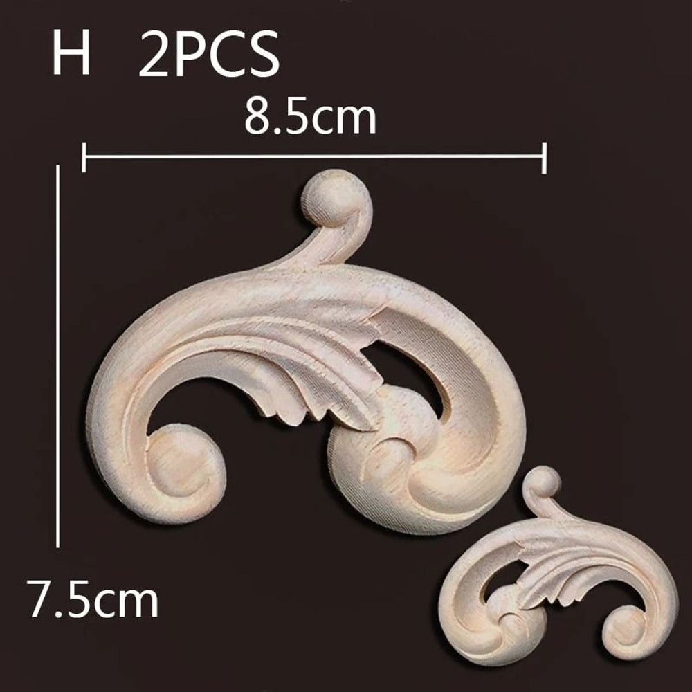 Vintage Floral Wood Carved Corner Appliques 2PC Decorative Furniture Onlays 17
