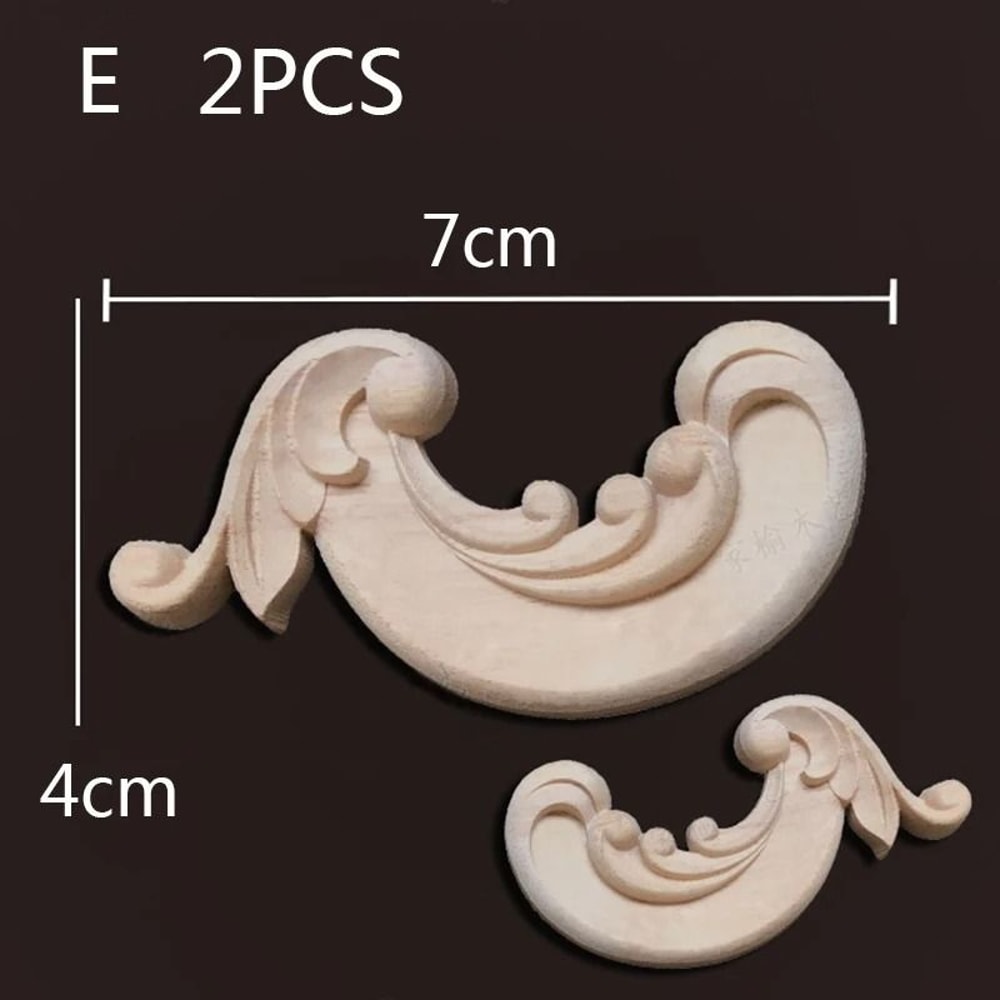 Vintage Floral Wood Carved Corner Appliques 2PC Decorative Furniture Onlays 7
