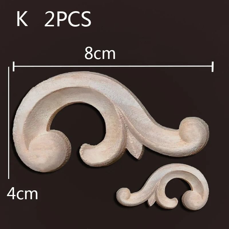 Vintage Floral Wood Carved Corner Appliques 2PC Decorative Furniture Onlays 20