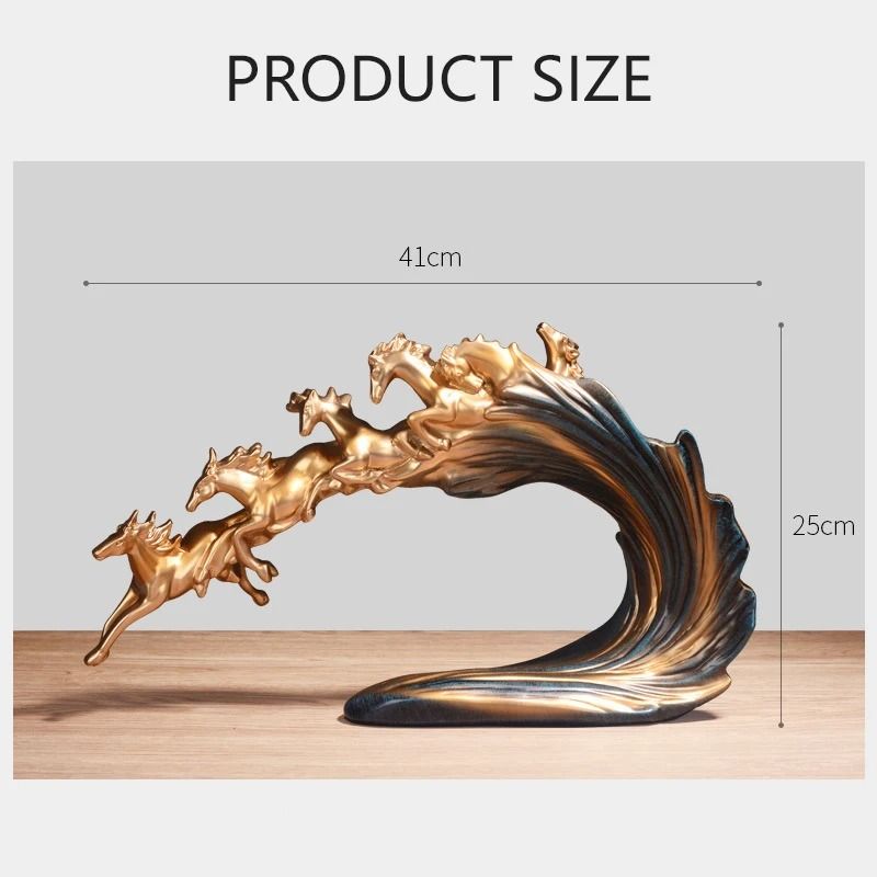 Golden Resin Horse Sculpture Set Luxury Herd Figurines For Home And Office Decor 6