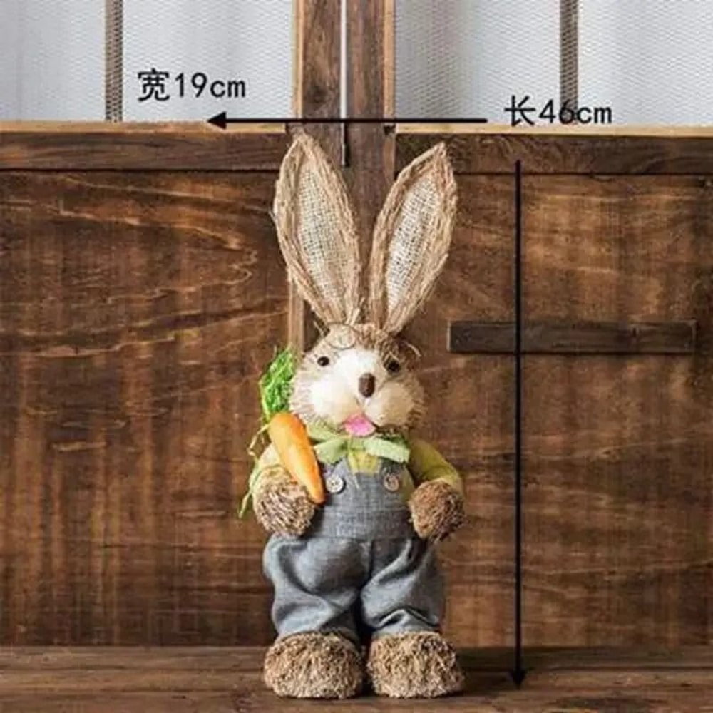 Large Straw Woven Bunny Decoration 46cm Rustic Easter Rabbit Ornament For Home And Garden 7
