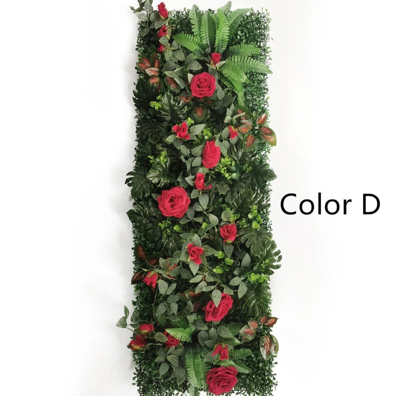 Artificial Rose Wall Panel Greenery Backdrop 1575x4724in Decorative Lawn Mat 3