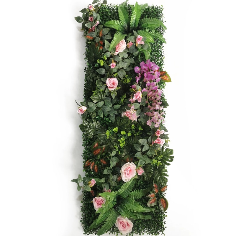 Artificial Rose Wall Panel Greenery Backdrop 1575x4724in Decorative Lawn Mat 15
