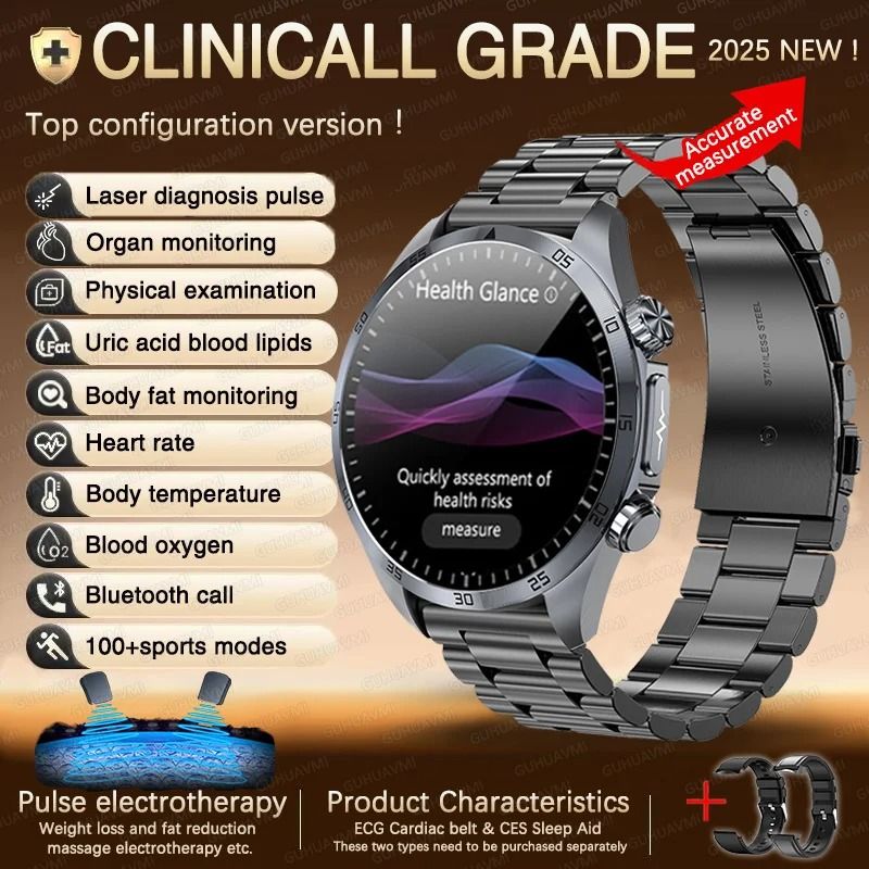 Advanced ECG PPG Smart Health Watch Blood Pressure Uric Acid Fitness Tracker 12
