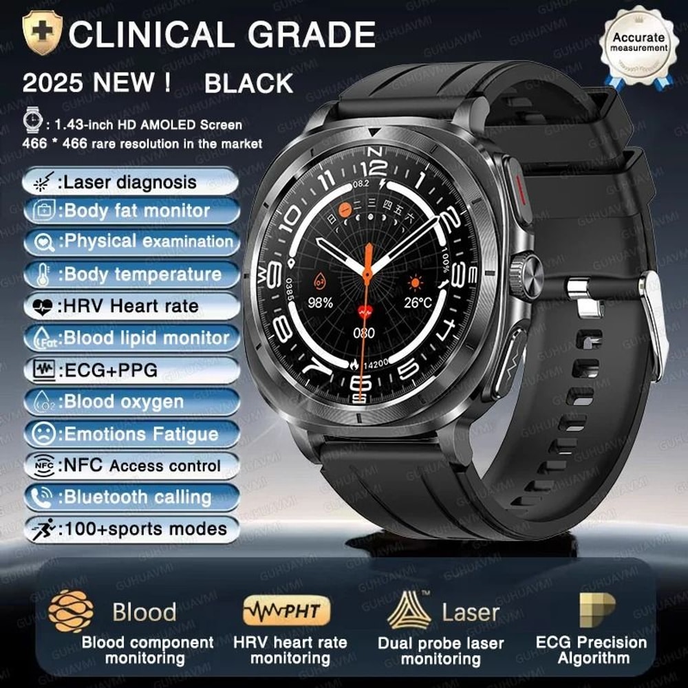 Next Gen ECG PPG NFC Smart Health Watch Blood Pressure Uric Acid Body Analysis Tracker 7