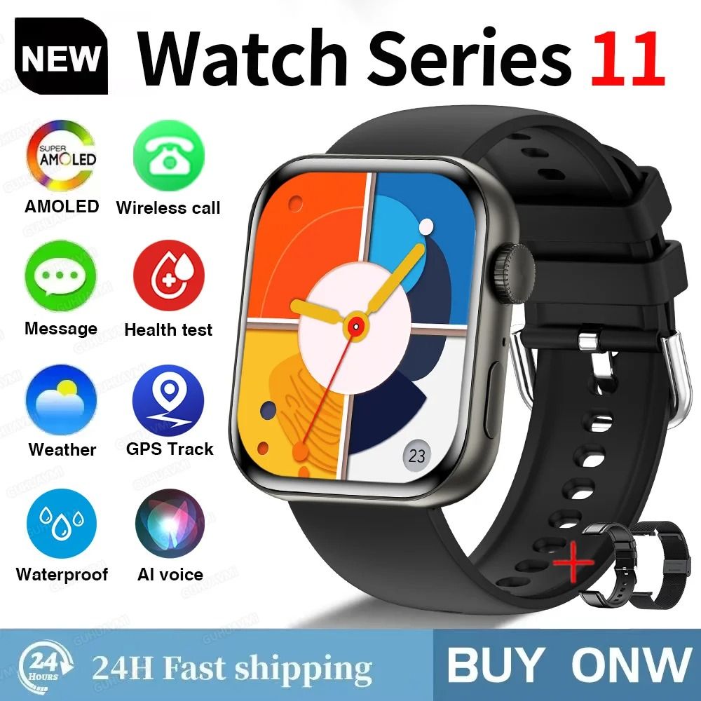 S11 AMOLED Smart Watch GPS Call Waterproof Fitness Tracker For IOS Android 12