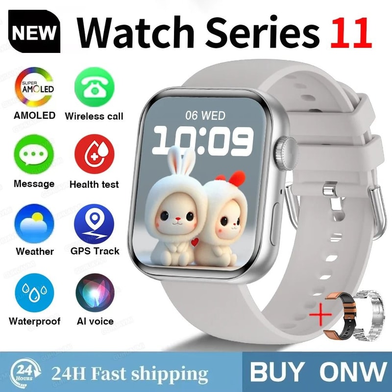 S11 AMOLED Smart Watch GPS Call Waterproof Fitness Tracker For IOS Android 16