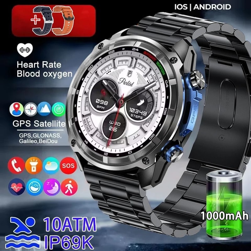 Ultra Rugged GPS Smartwatch With Offline Maps 10ATM Waterproof 1000mAh Battery 10