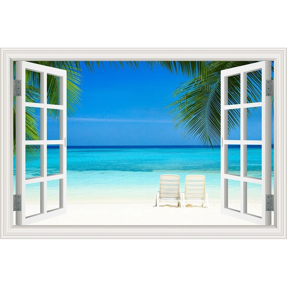 OceanView 3D Window Wall Sticker Beach Scene Vinyl Decor 18
