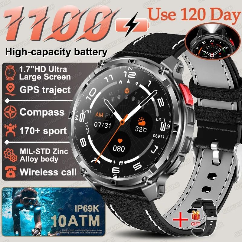 T Rex3 Pro Military GPS Smartwatch 1100mAh Battery Compass Outdoor Rugged Watch 14