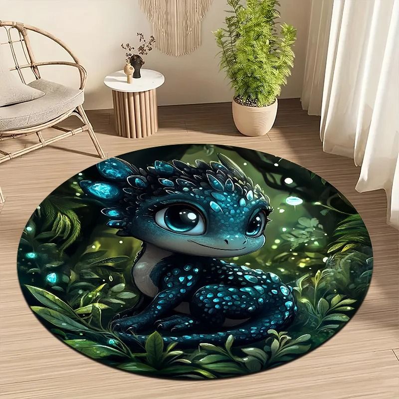 JungleDragon Soft Round Floor Mat Non Slip Flannel Rug For Kids Room Home 2