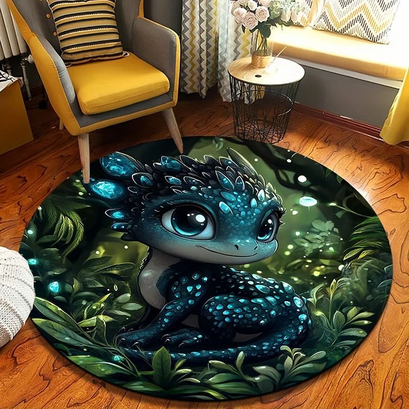 JungleDragon Soft Round Floor Mat Non Slip Flannel Rug For Kids Room Home 3