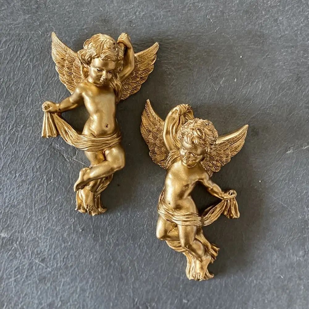 CherubGlow Resin Angel Wall Hanging Set Cute Cartoon Angel Decor Pair 0