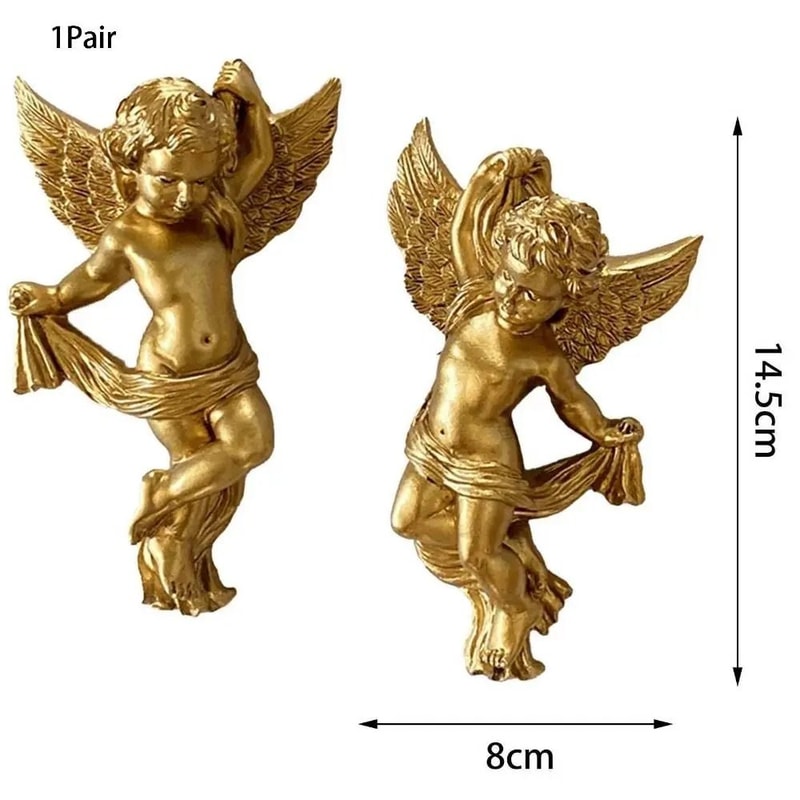 CherubGlow Resin Angel Wall Hanging Set Cute Cartoon Angel Decor Pair 5