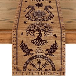 nordicraven linen table runner viking helm of awe dining decor
