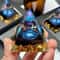 AzureAura Lapis Lazuli Crystal Ball Pyramid Decor Set With Gold Base 4