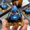AzureAura Lapis Lazuli Crystal Ball Pyramid Decor Set With Gold Base 7