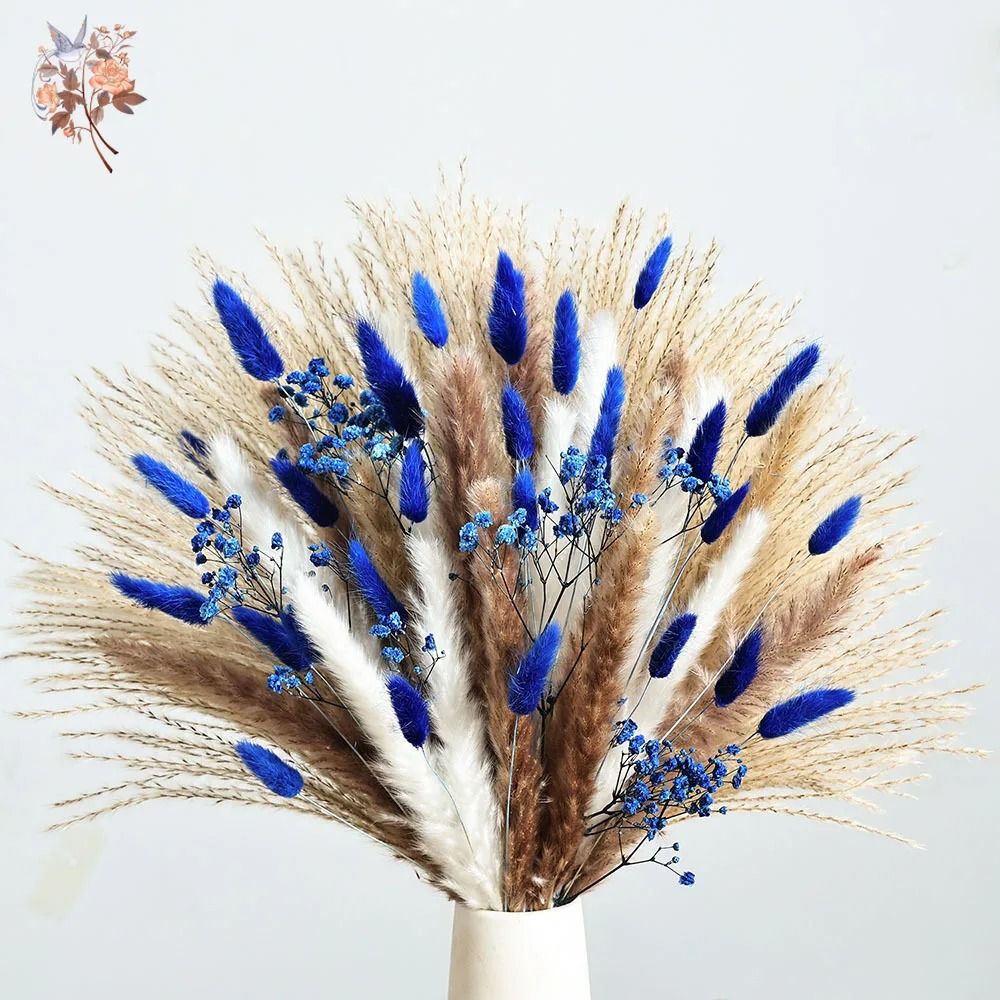 BlueAura Rabbit Tail Pampas Grass Bouquet 70 Stems Fluffy Dried Floral Decor 3