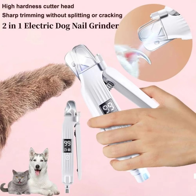 PawCare Pro 2in1 Pet Nail Trimmer Grinder With LED Safety Light 1
