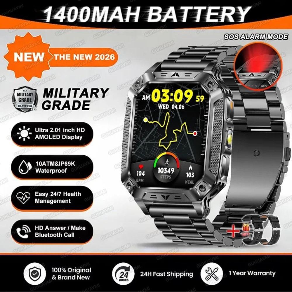 TANK Military GPS Smartwatch With 1400mAh Battery AMOLED Display And SOS Calling 19