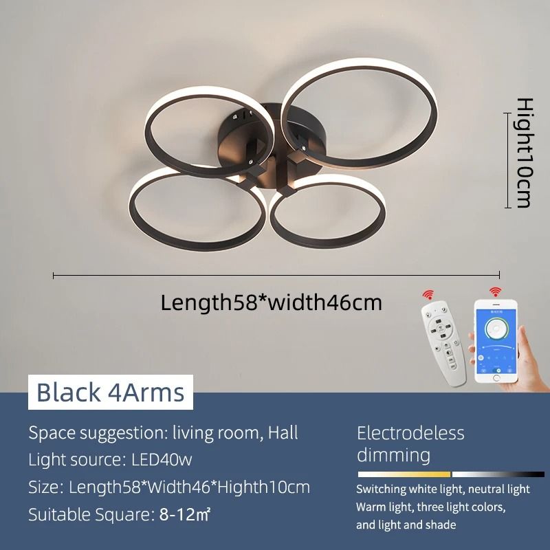 Modern LED Ring Chandelier Ceiling Light For Living Room Bedroom 13