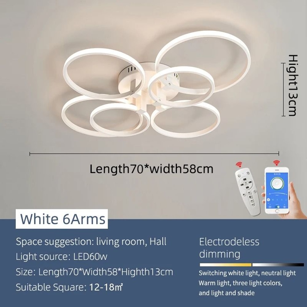 Modern LED Ring Chandelier Ceiling Light For Living Room Bedroom 14