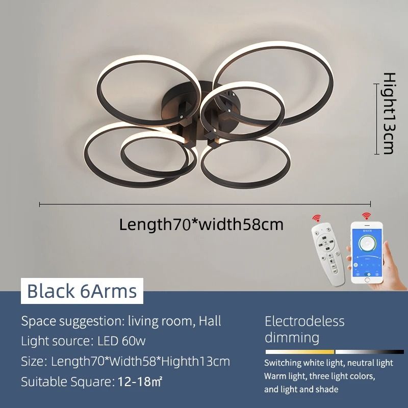 Modern LED Ring Chandelier Ceiling Light For Living Room Bedroom 15