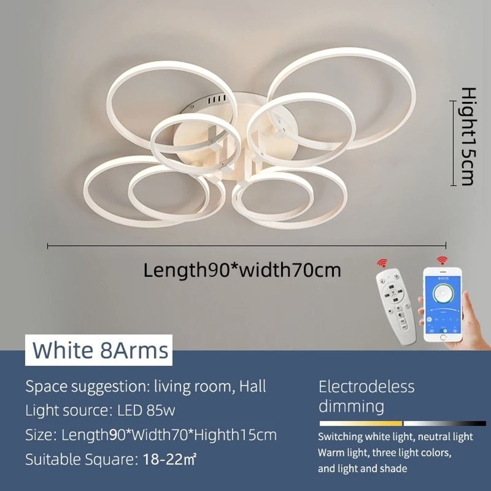 Modern LED Ring Chandelier Ceiling Light For Living Room Bedroom 16