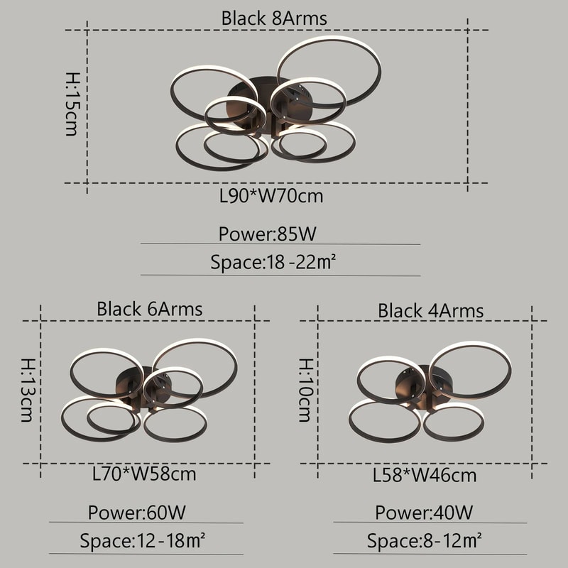 Modern LED Ring Chandelier Ceiling Light For Living Room Bedroom 3
